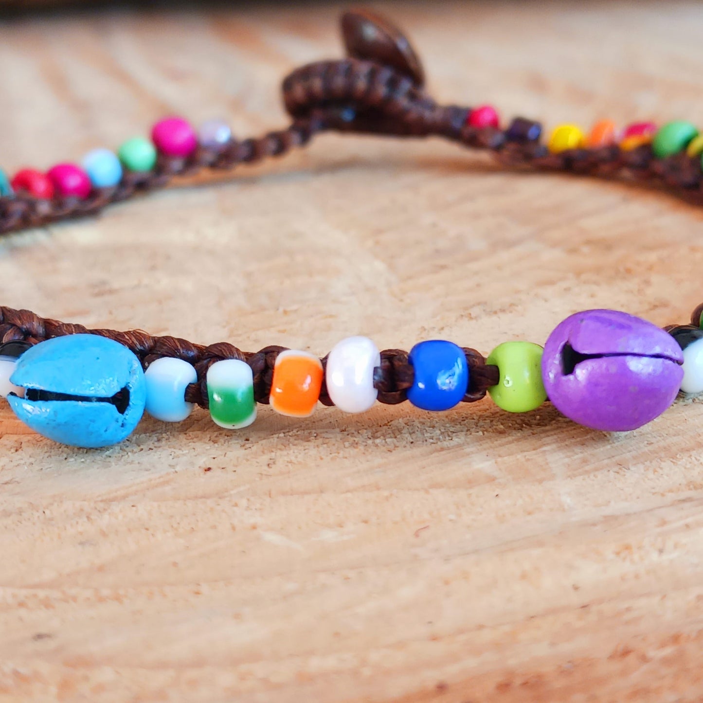 Handmade Colorful Bell and Bead Anklet