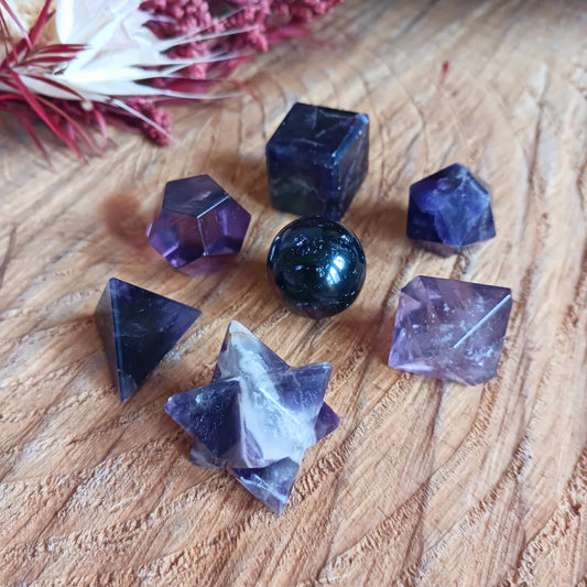 Amethyst Sacred Geometry | 7-piece Crystal Set