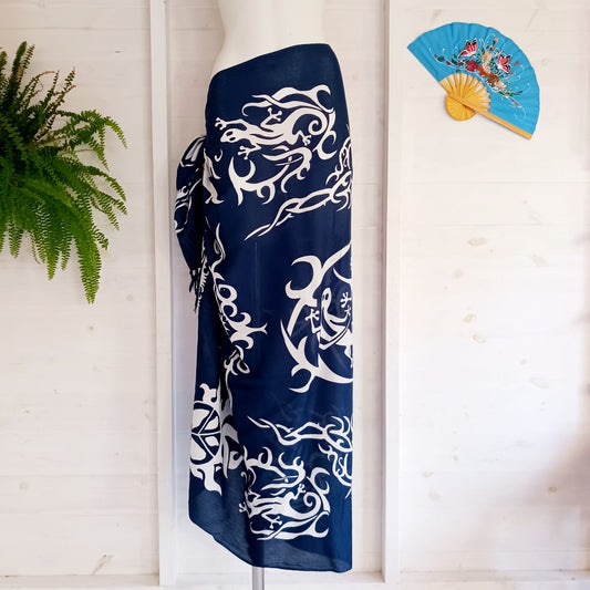 Celtic Sarong | Beach wrap Navy