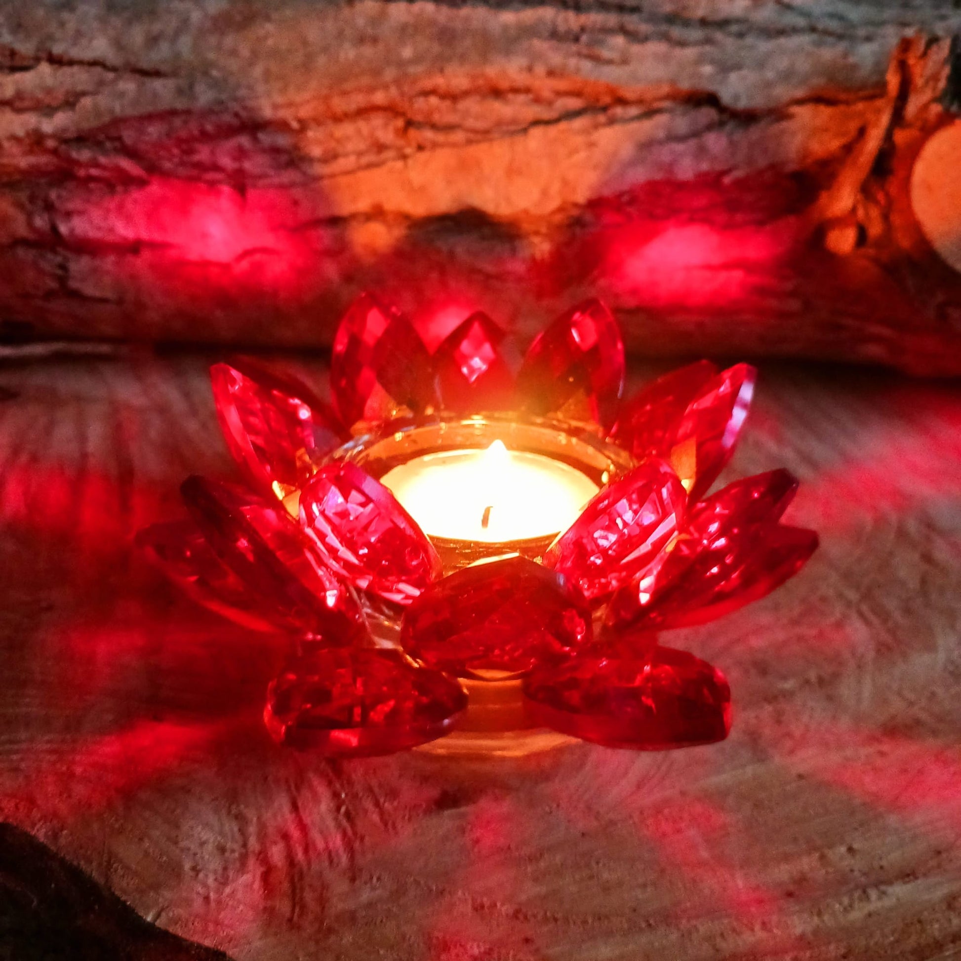 Lotus Candle Holder | Crystal Red