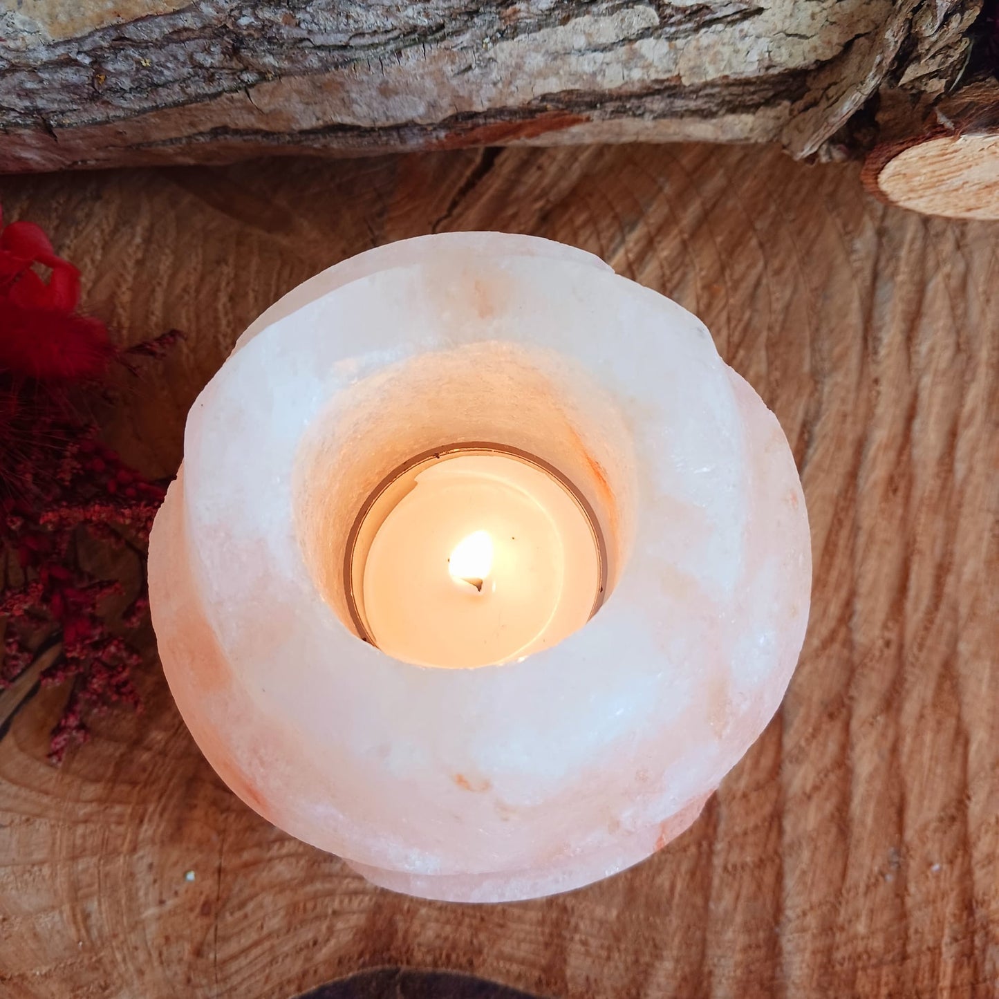 Himalayan Lotus Flower Salt Tealight Candle Holder