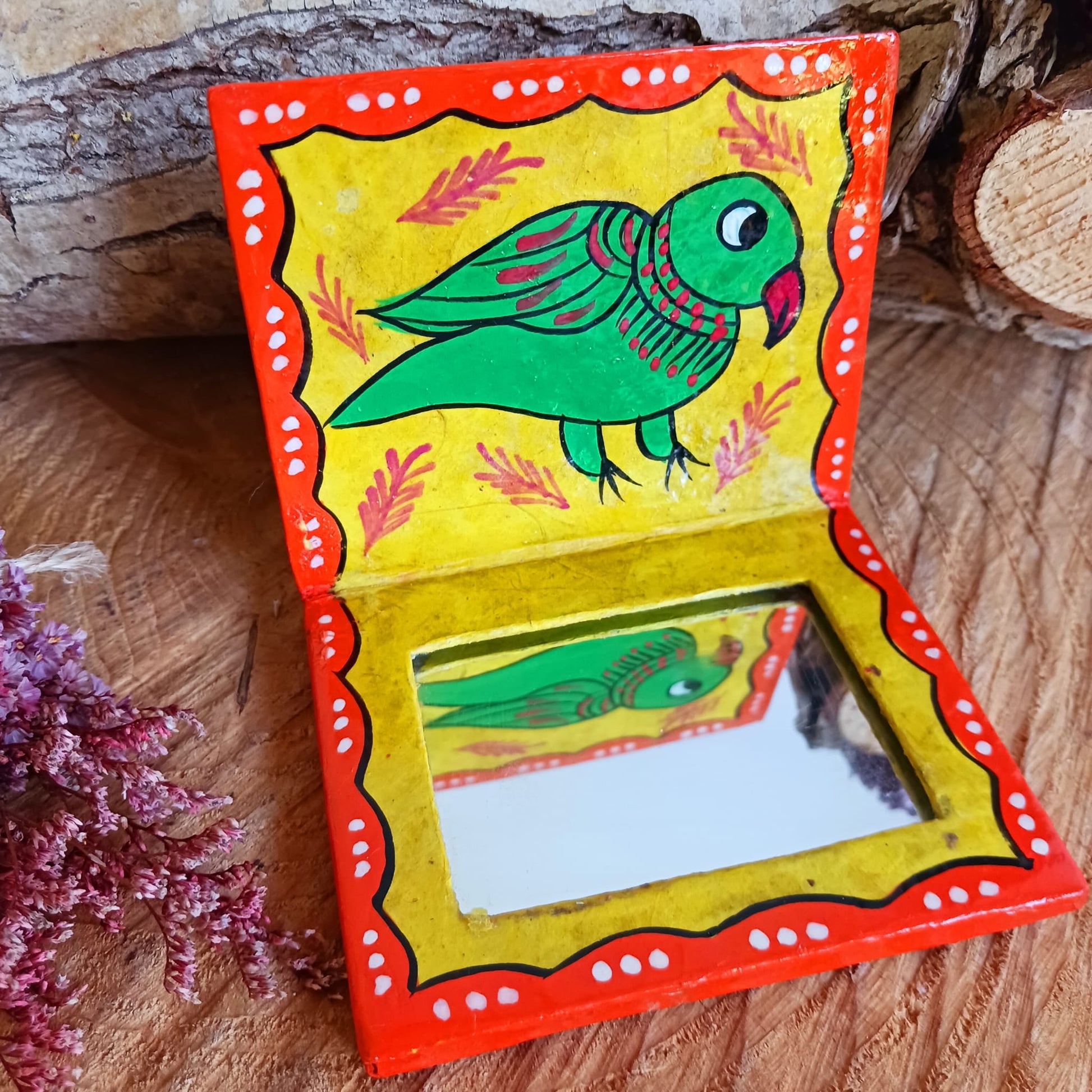 Madhubani Mithila Pocket Vanity Mirror | Handmade