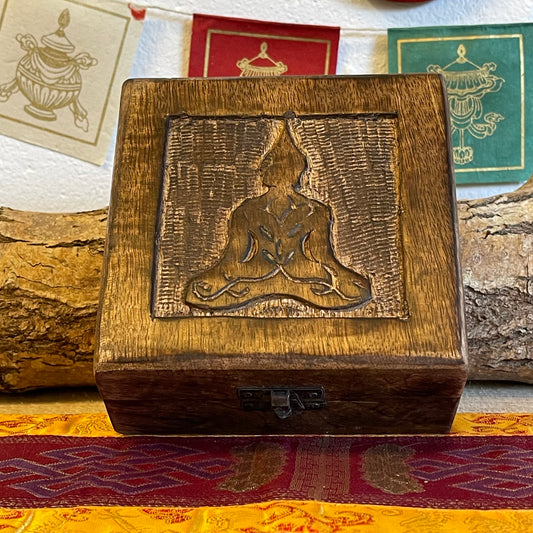 Square Wooden Keepsake Box Buddha