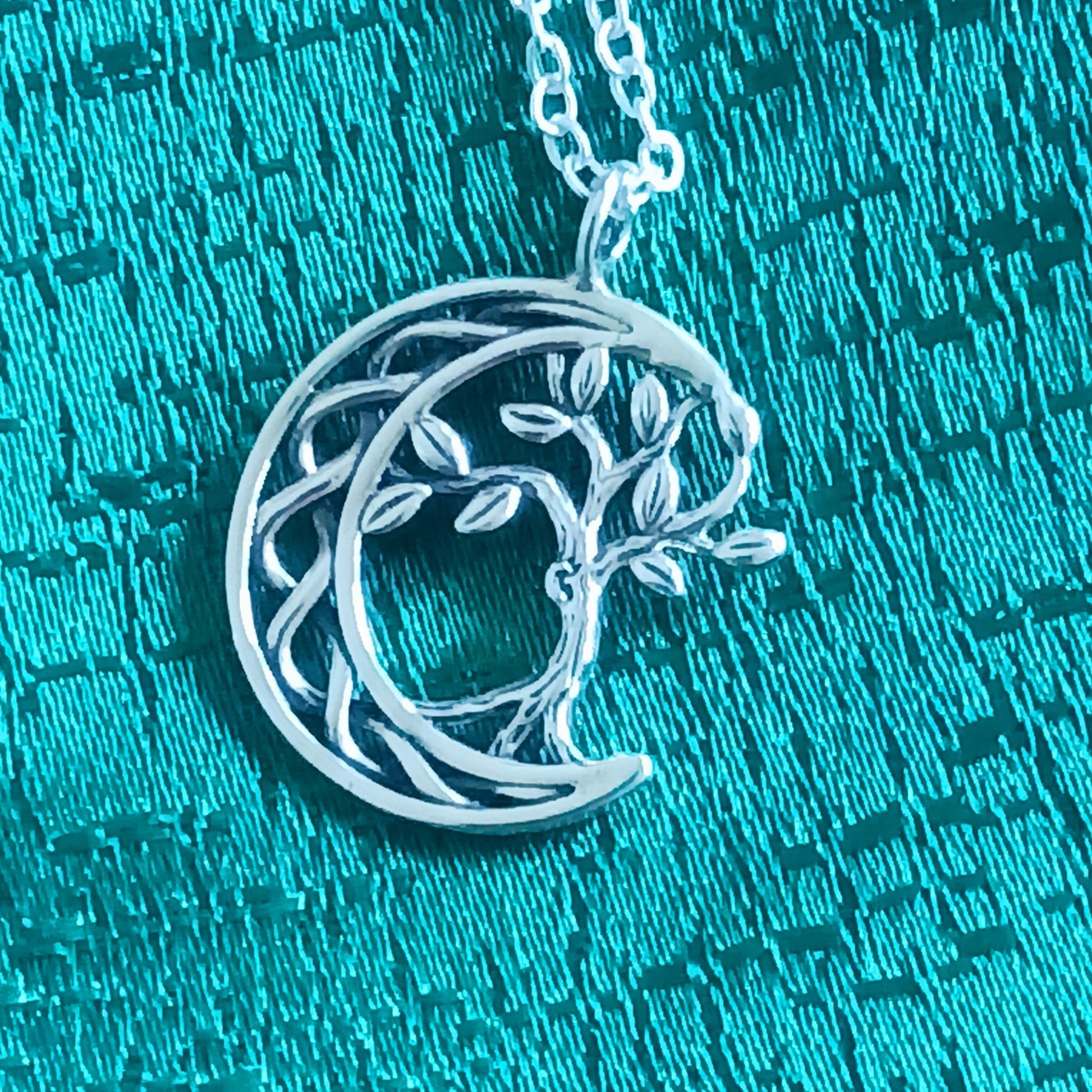 Tree of Life and Moon Pendant Necklace | 925 Silver on solid 925 Silver chain