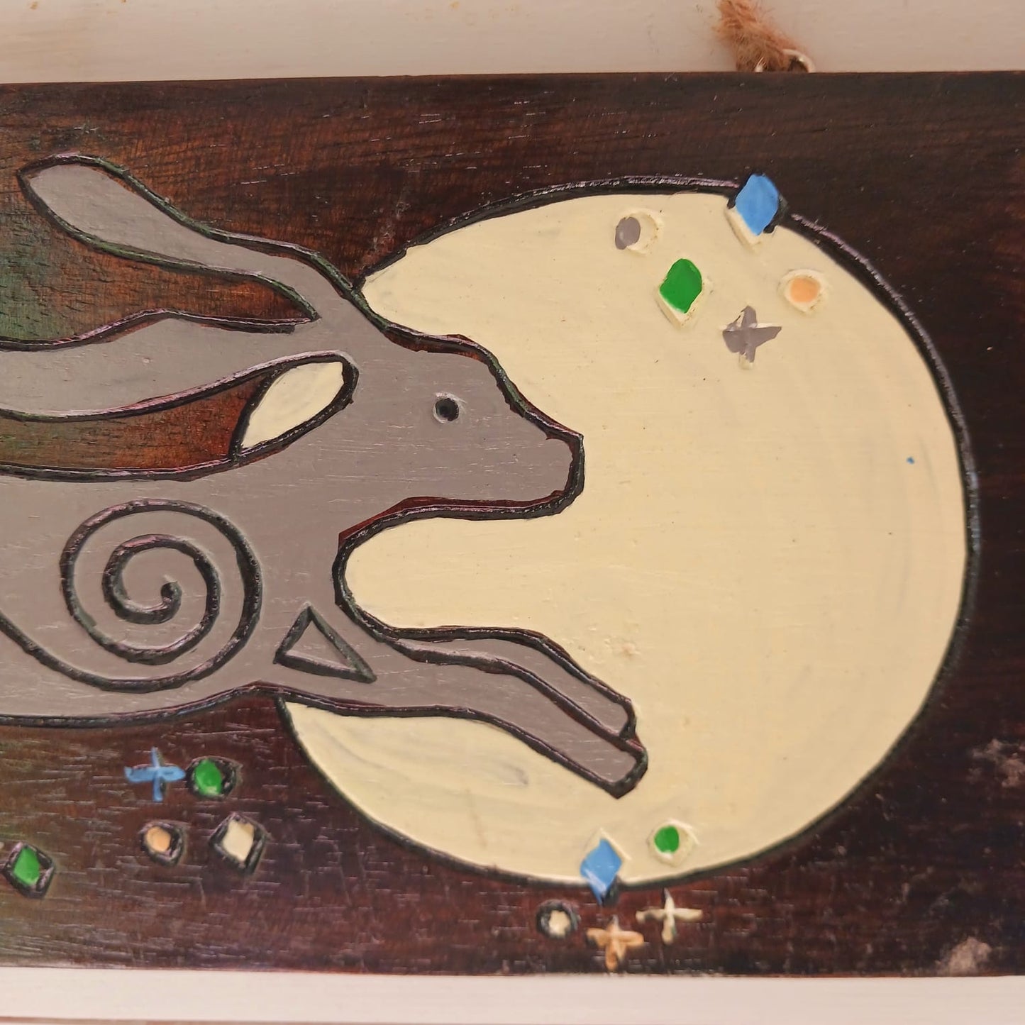 Dark Hare and Moon Wall Plaque