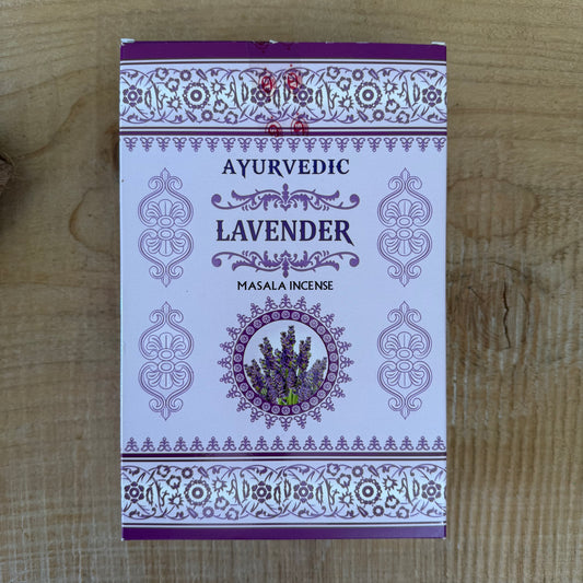 Ayurvedic Masala Lavender Incense Sticks are a soothing, aromatic blend crafted to calm the mind and restore emotional balance. Made using traditional masala methods, this incense combines essential oils with natural resins, herbs, petals, and honey to create a soft, pure lavender fragrance that gently fills your space.