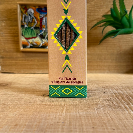 Cleanse your space and spirit with the sacred power of Mystic Spirits Palo Santo and White Sage Smudge Sticks. Hand-rolled in India, this incense is crafted from a traditional blend of fragrant gums, resins, wood powders, herbs, and spices, carrying both ancient wisdom and modern harmony.

Palo Santo, the holy wood of the shamans, offers a subtle, sweet and woody aroma with light notes of citrus and mint. Beloved for its ability to purify energy and uplift the spirit, it creates a calm and protective atmosp