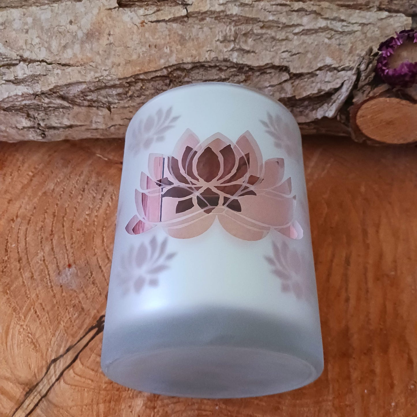 Frosted Pink Lotus Candle | Tealight Holder