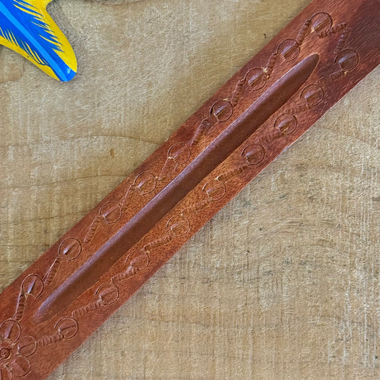 Hand-carved 10” mango wood incense ashcatcher. Ideal for stick incense, meditation, rituals, and sacred home spaces.