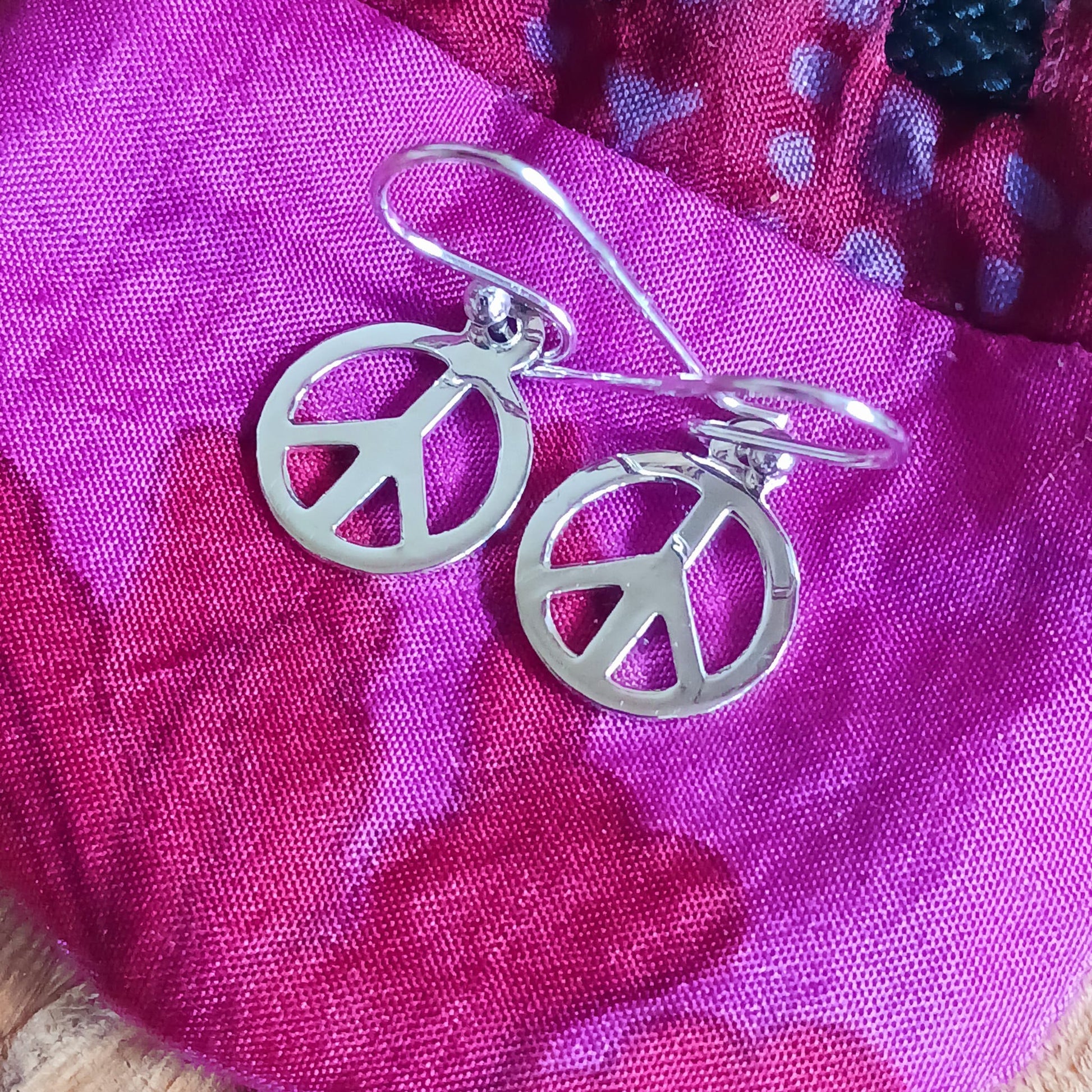 925 Silver Peace Sign Earrings