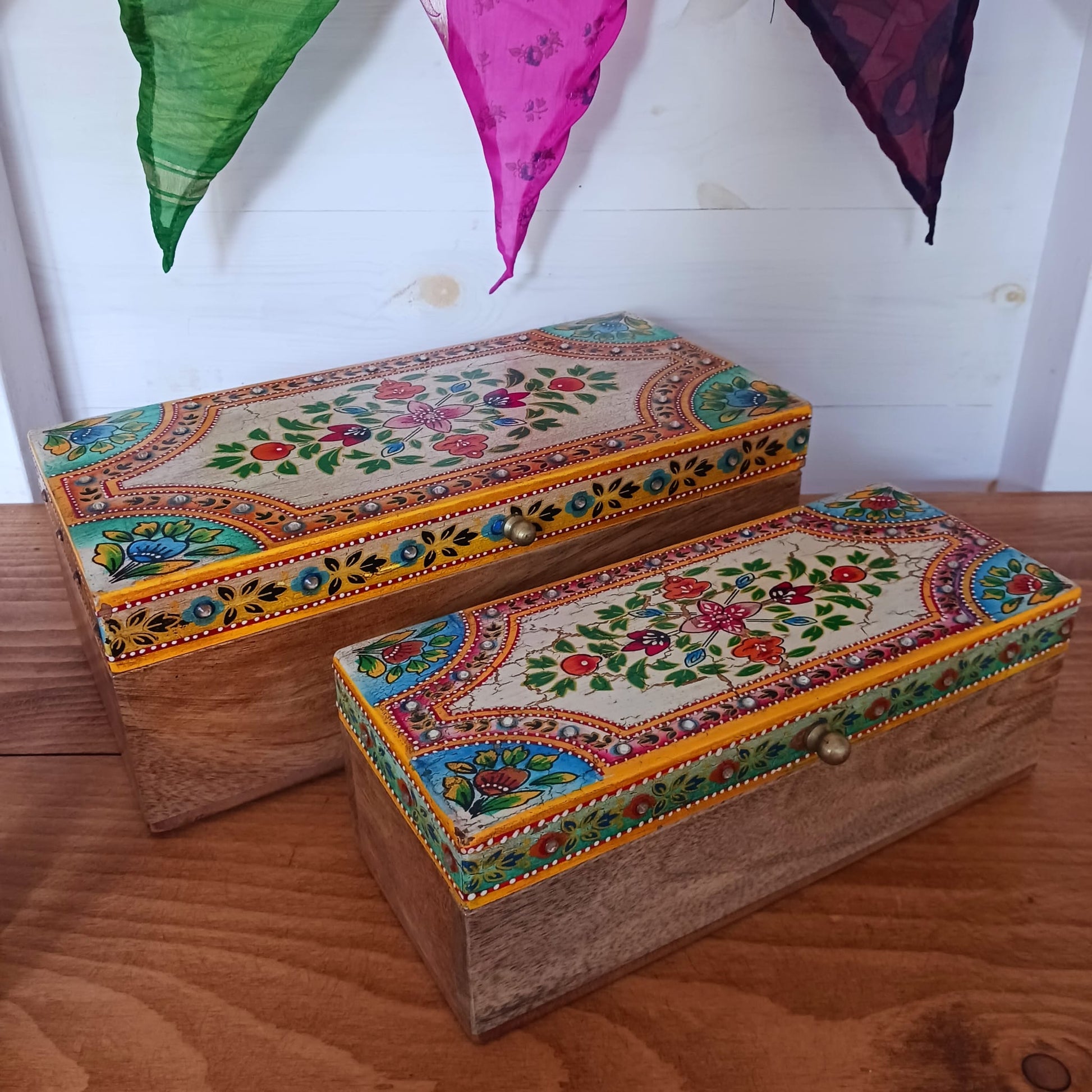 Zaha Hand Painted Indian Jewellery | Trinket boxes | Set Of 2