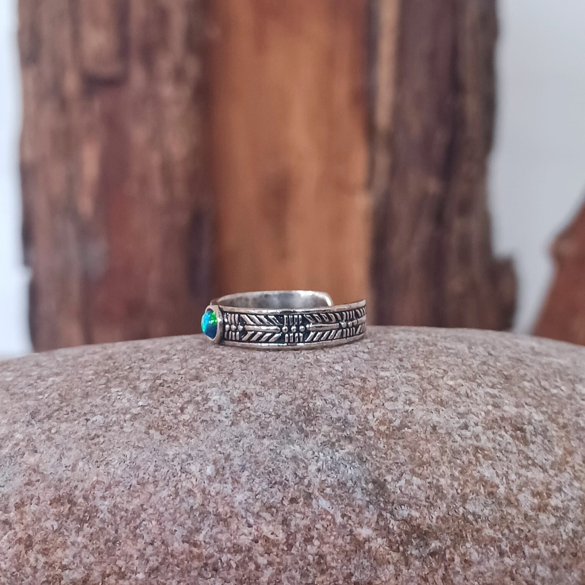 Toe Ring Peacock Navajo band solid Silver adjustable Toe ring