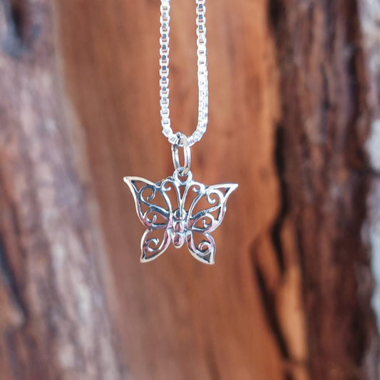 Sterling Silver Butterfly Pendant on Silver Chain