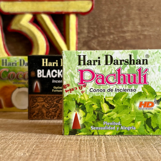 Hari Darshan Incense Cone Set – Coconut, Black Sandal & Patchouli (30 Cones)