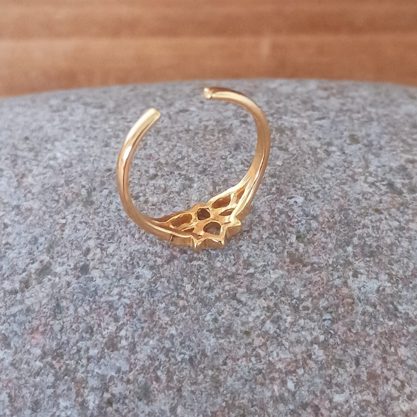 Toe Ring Lotus Leaf band | Gold Plated solid Silver adjustable Toe ring