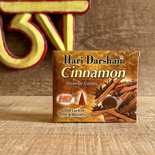 Awaken your senses with the warm, comforting fragrance of Hari Darshan Cinnamon Incense Cones, handcrafted in Bangalore, India, by master incense artisans. With its sweet and spicy scent, cinnamon has long been cherished for its ability to raise energy levels, lift the spirit, and attract happiness and prosperity.