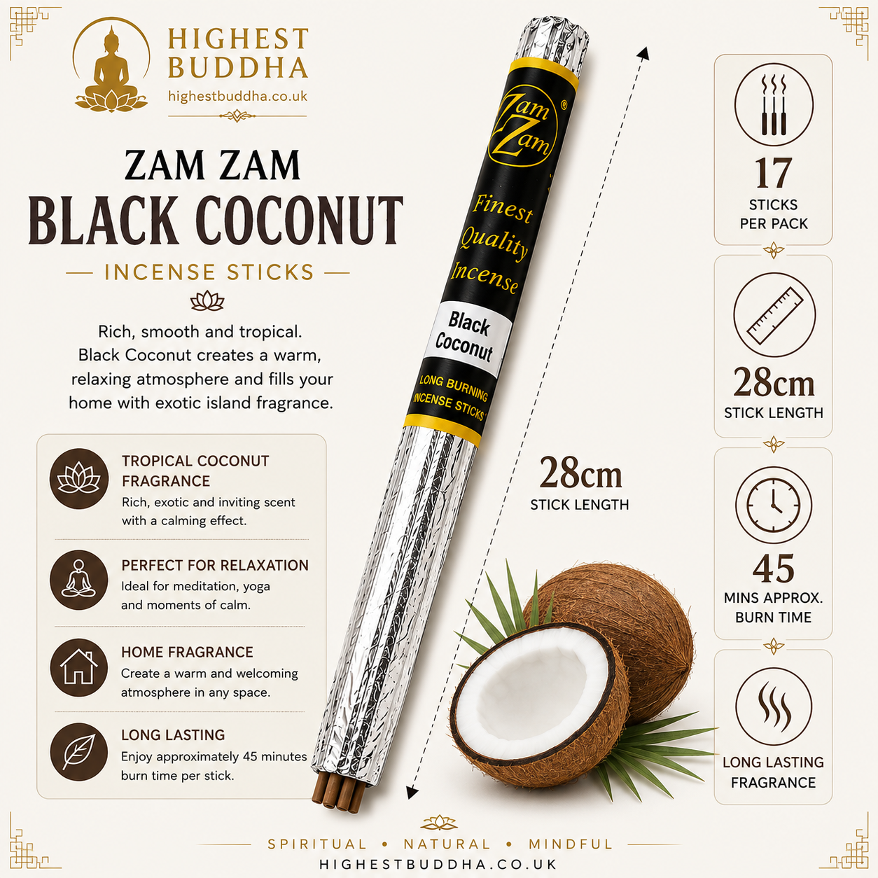 Zam Zam Black Coconut  incense sticks