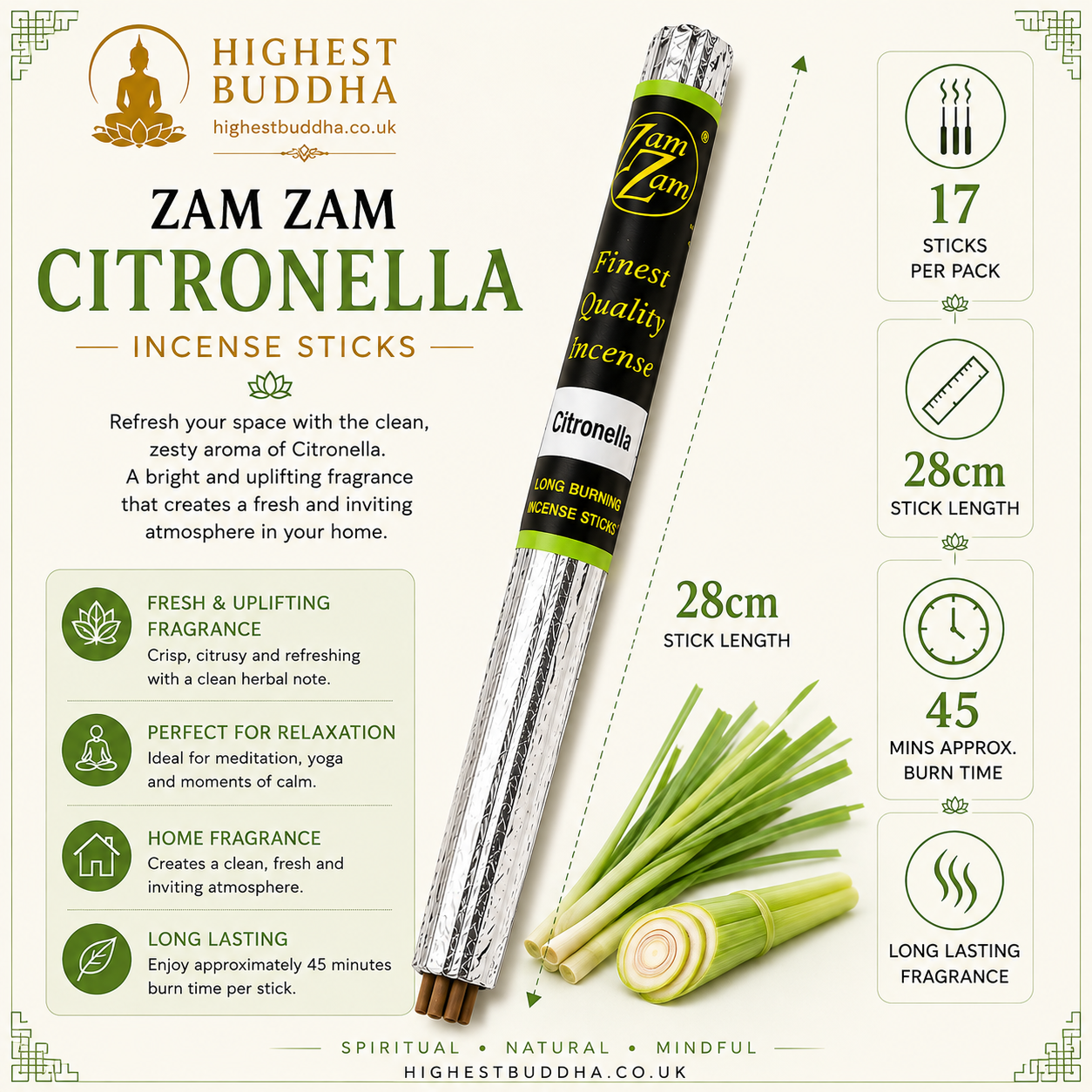 Zam Zam Citronella Incense Sticks – Fresh & Uplifting Fragrance