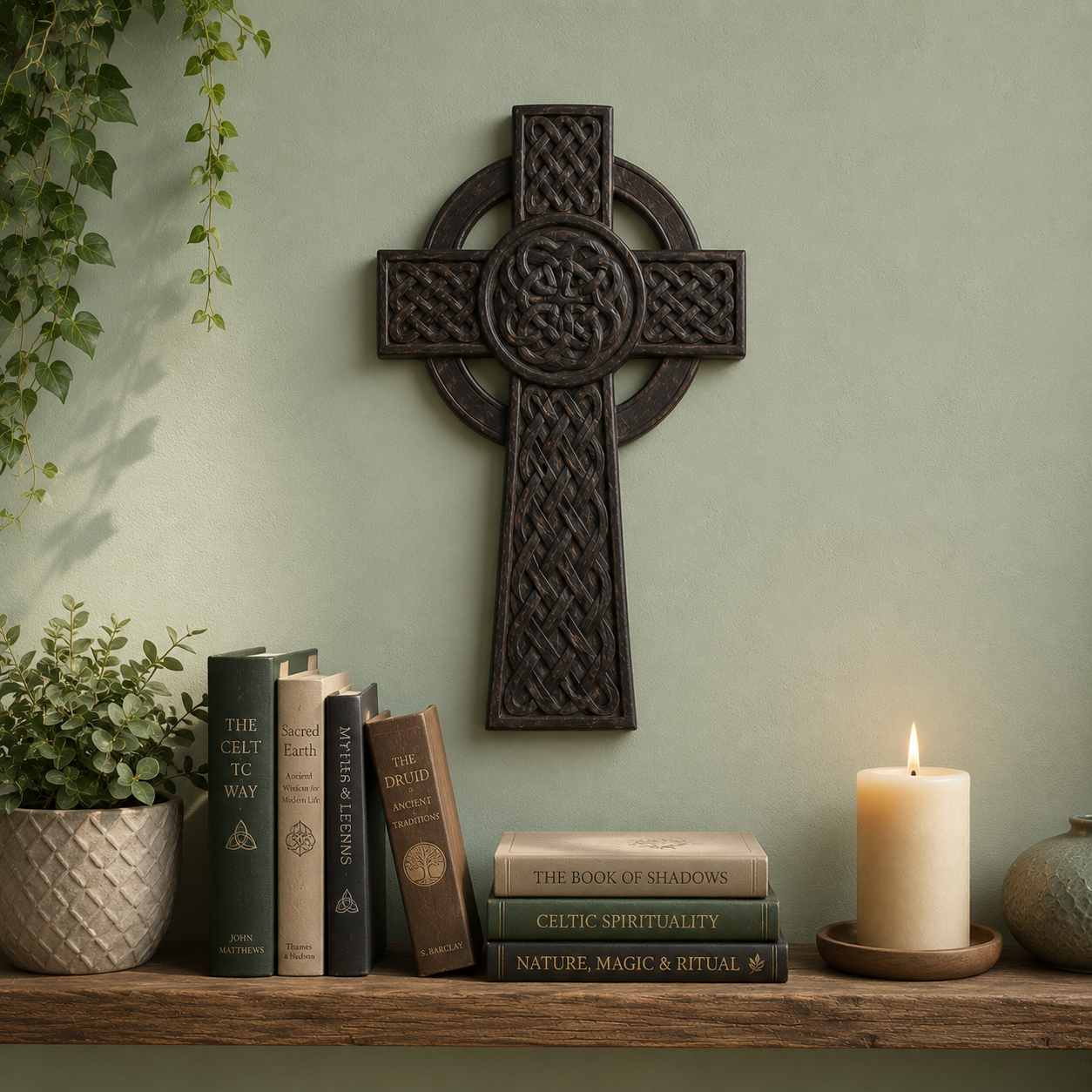 Large Wooden Celtic Cross Wall Hanging – Hand Carved Fair Trade Decor

Hand carved wooden Celtic cross wall hanging. Fair trade decor from Bali with intricate knotwork and spiritual symbolism.