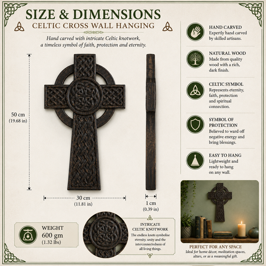 Large Wooden Celtic Cross Wall Hanging – Hand Carved Fair Trade Decor

Hand carved wooden Celtic cross wall hanging. Fair trade decor from Bali with intricate knotwork and spiritual symbolism.