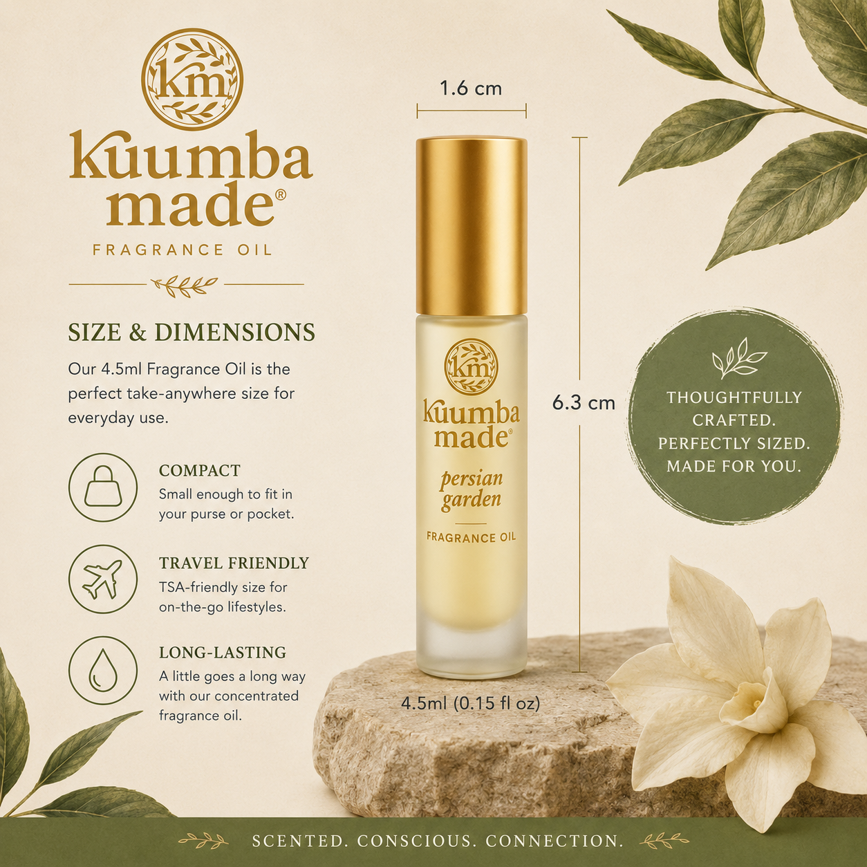 Kuumba Made Persian Garden Fragrance Oil is a luminous, floral scent inspired by ancient garden sanctuaries and the sacred beauty of nature in bloom. This enchanting fragrance blends intoxicating jasmine with bright notes of sunny bergamot and fresh gardenia, drifting lightly like a warm tropical breeze. Soft yet expressive, Persian Garden is ideal for daily wear, ritual anointing, meditation, or moments of calm connection.
