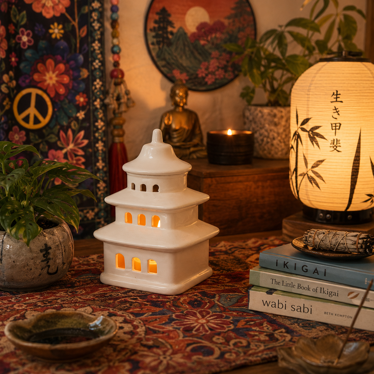 Japanese Pagoda Oil Burner & Wax Melt Warmer Ceramic Burner

Inspired by Japanese pagodas, this ceramic oil burner and wax melt warmer creates a calming atmosphere while filling your home with fragrance.