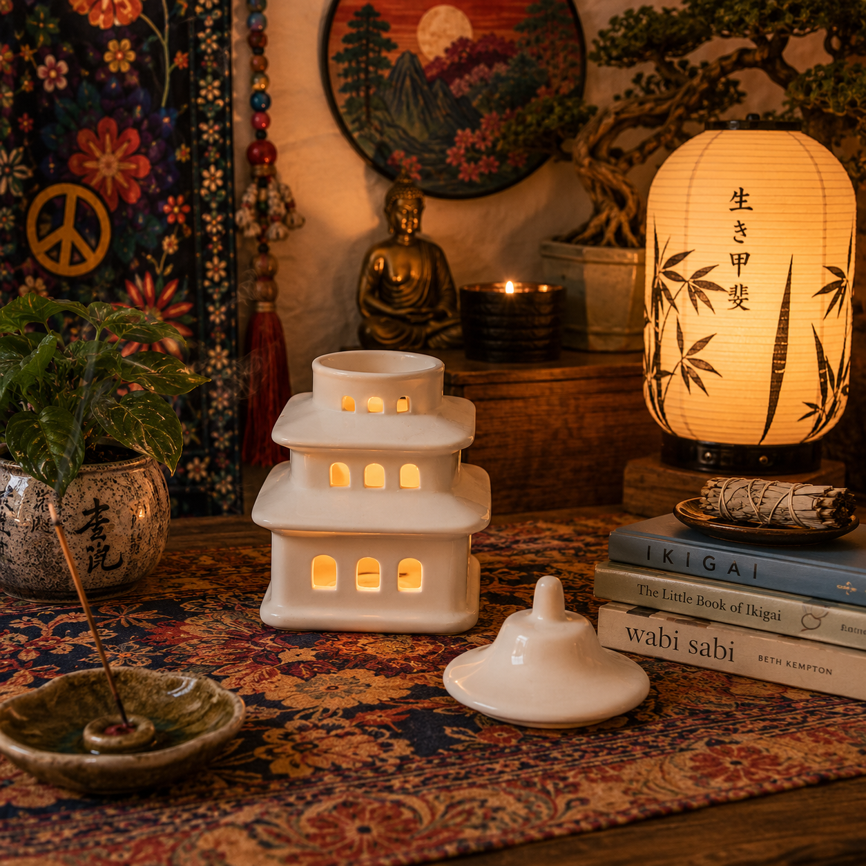 Japanese Pagoda Oil Burner & Wax Melt Warmer Ceramic Burner

Inspired by Japanese pagodas, this ceramic oil burner and wax melt warmer creates a calming atmosphere while filling your home with fragrance.