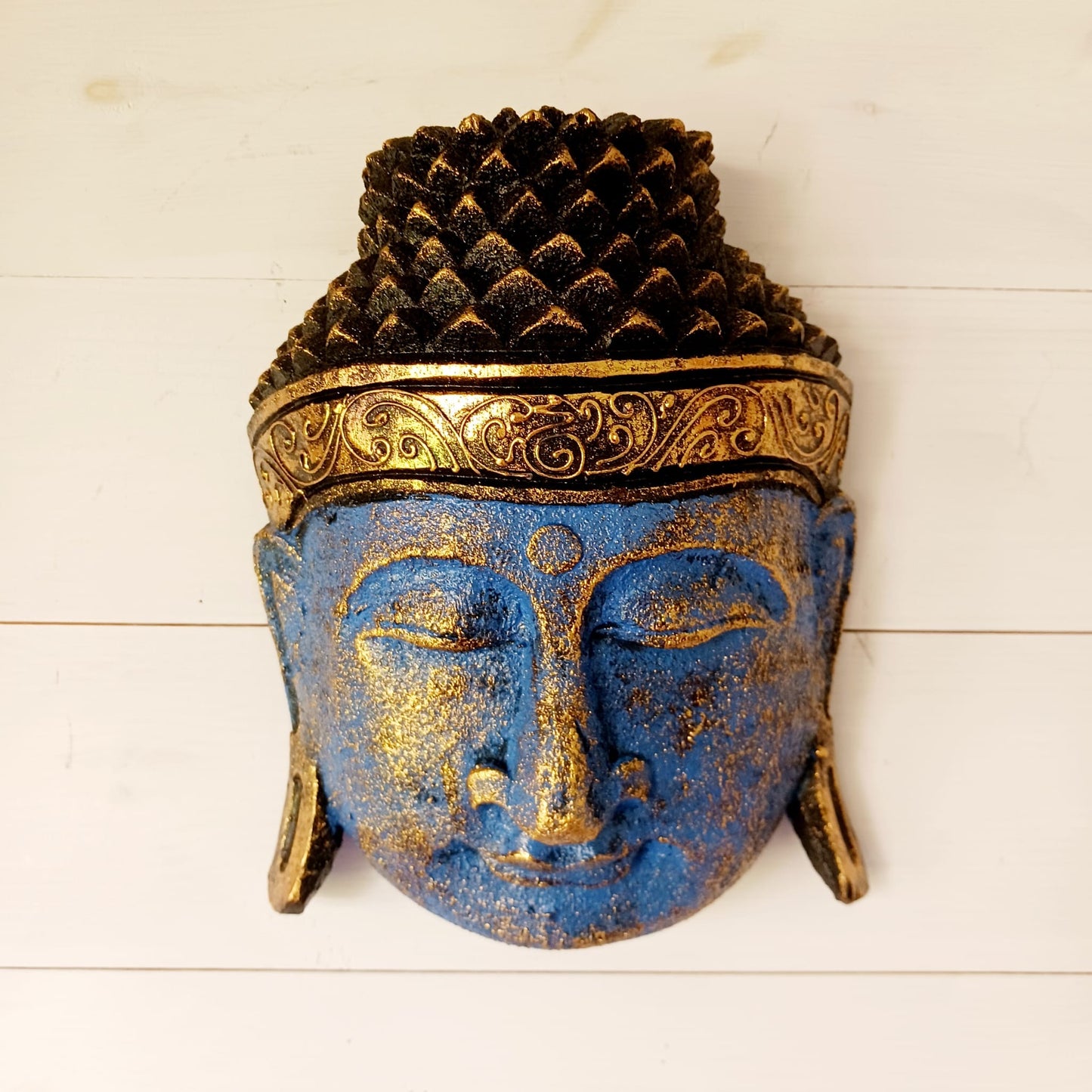 Hand Carved Buddha Head | Blue Shine Finish