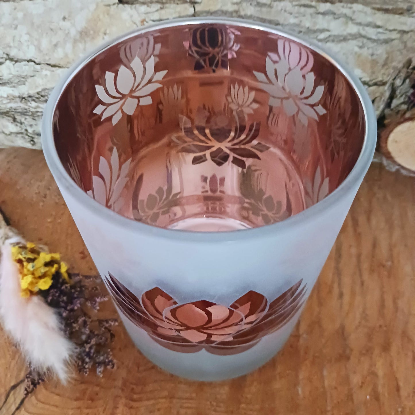 Frosted Pink Lotus Candle | Tealight Holder