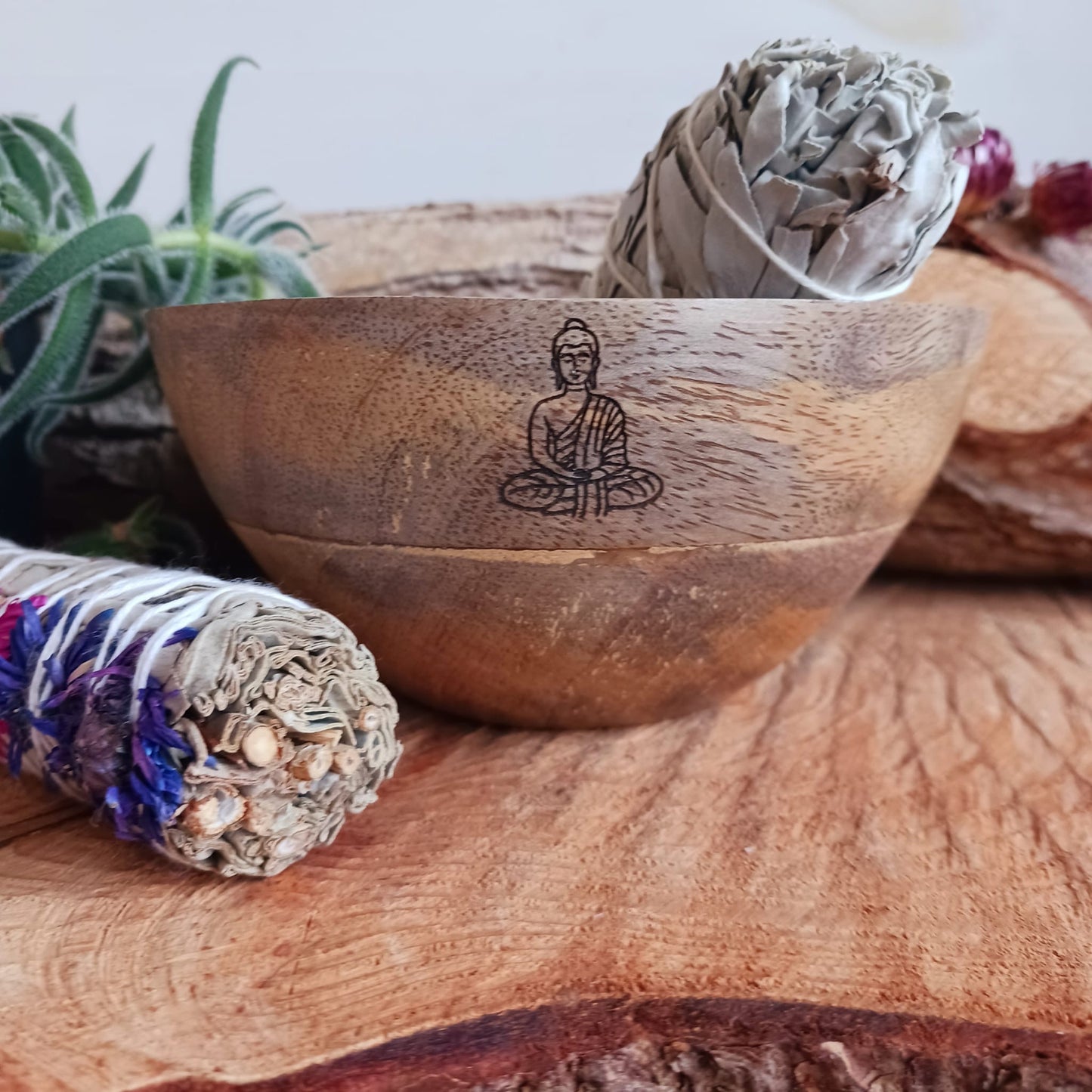 Wooden Smudge and Ritual Offerings Bowl | Buddha