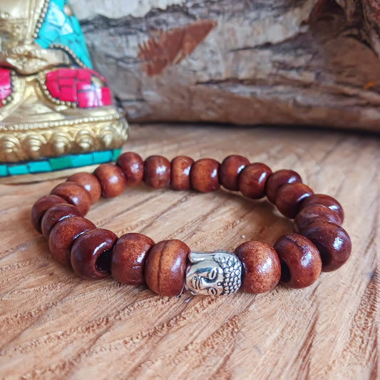 Buddha Wooden Bead Bracelet