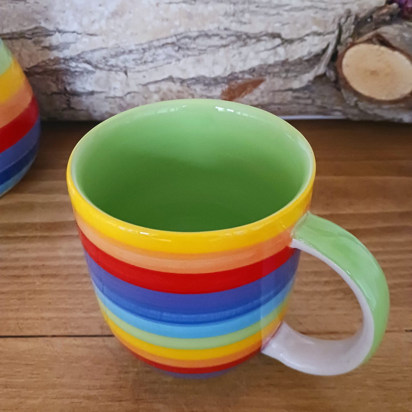 Hand Painted Rainbow Stripe Mug 284ml (approx.)