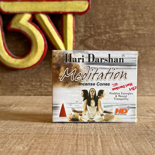 Set the mood for a chill and peaceful mind with these Meditation Hari Incense Cones by Hari Darshan. Perfect for meditation or mindfulness, their mellow, calming scent helps you relax and stay grounded.

10 Cones Per Box&nbsp;