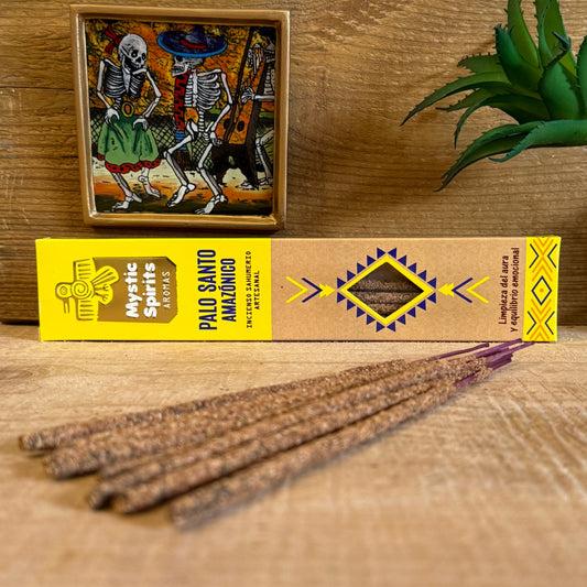 Enter the heart of the rainforest with Mystic Spirits Amazonian Palo Santo, a sacred wood revered by shamans and healers of South America. Each stick carries the essence of the Amazon, where Palo Santo has been used for centuries in cleansing rituals, ceremonies, and healing practices.