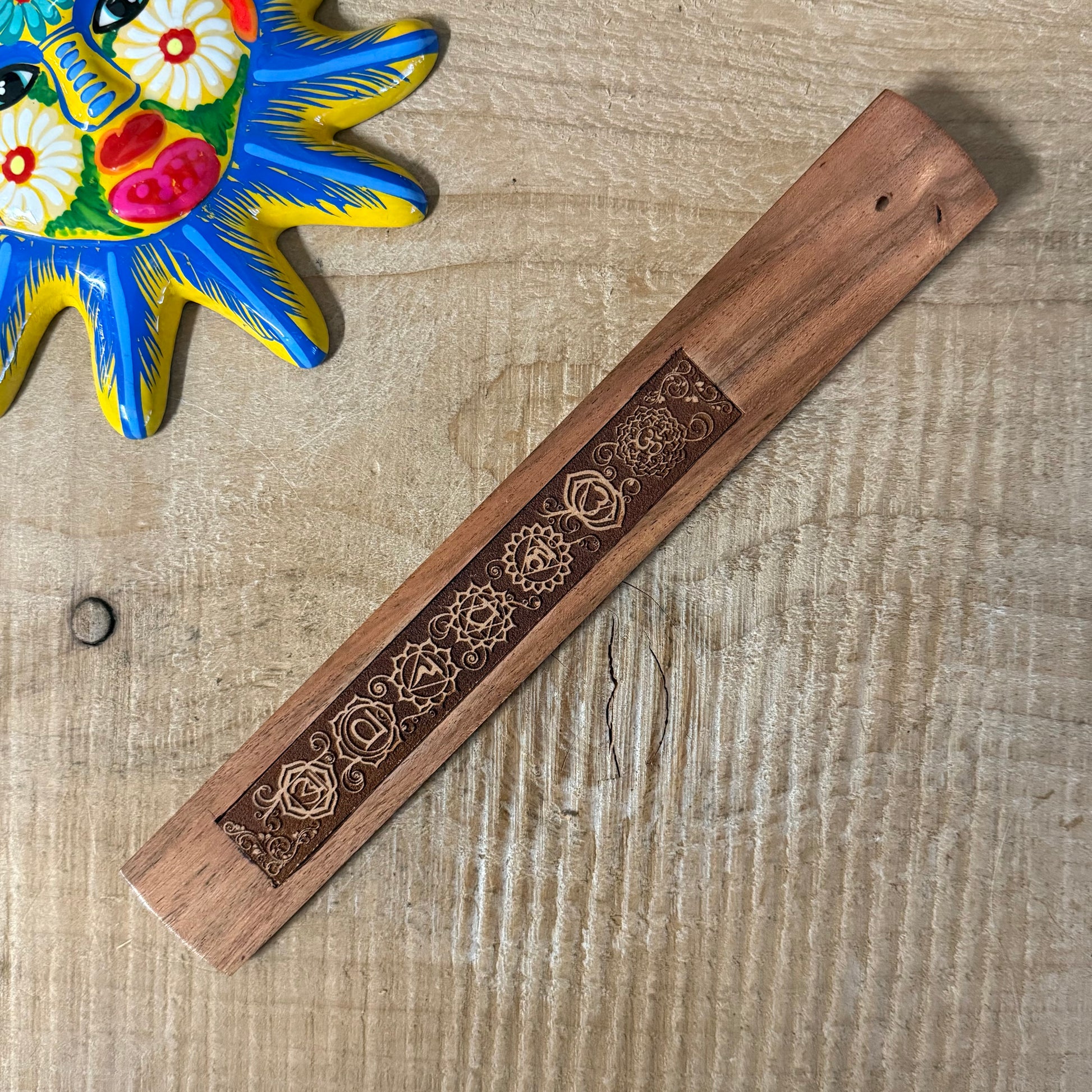 7 chakra wooden incense ash catcher spiritual meditation incense holder