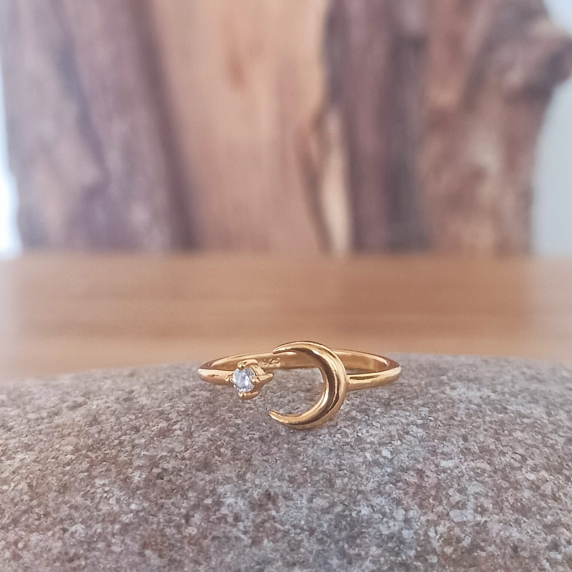 Toe Ring Moon and Star | Gold Plated solid Silver adjustable Toe ring