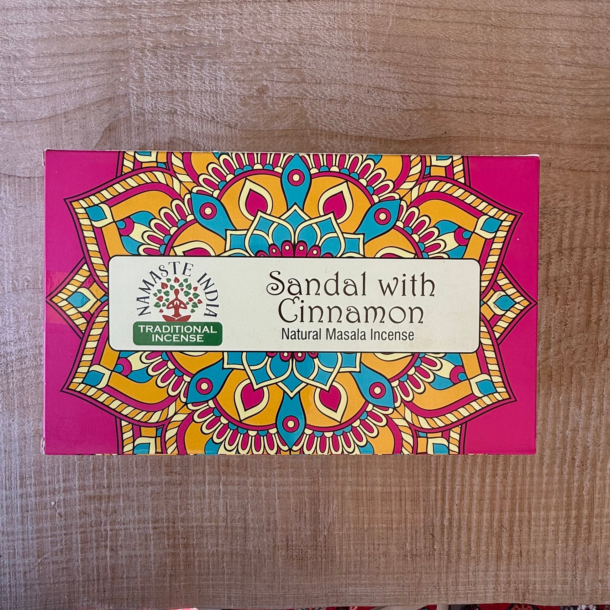 Namaste Mandala Sandalwood & Cinnamon incense. Warm masala blend for meditation, relaxation and spiritual rituals.