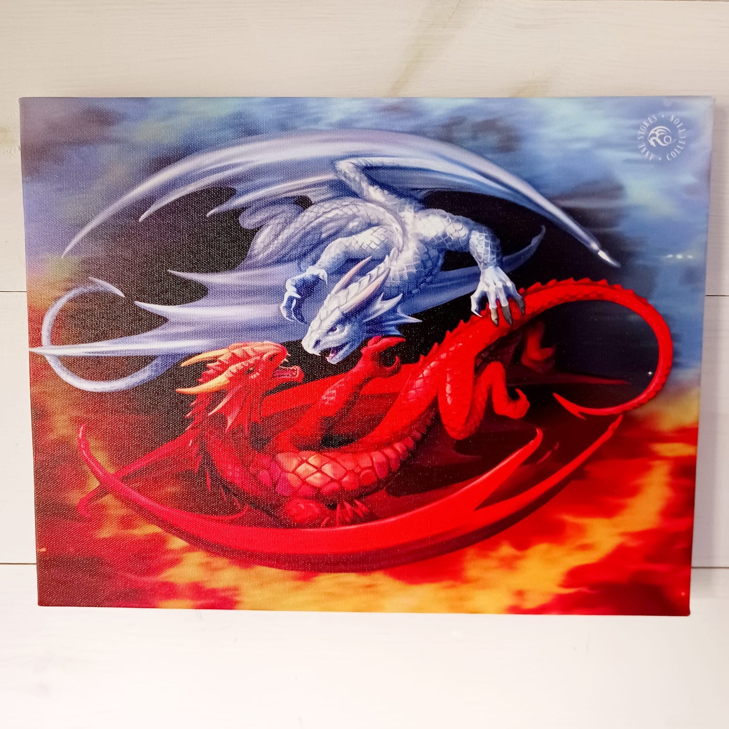 Fire and Ice Dragons | Canvass Plaque by Anne Stokes