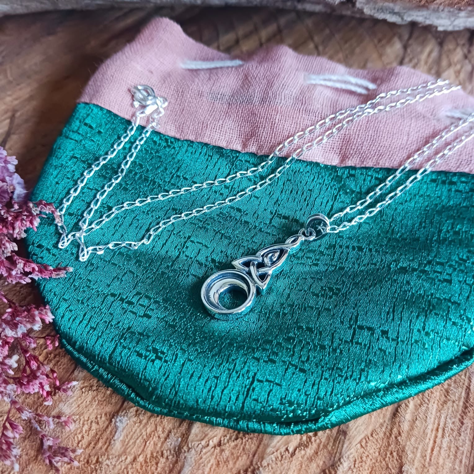 Sterling Silver Celtic Moon Pendant & Chain