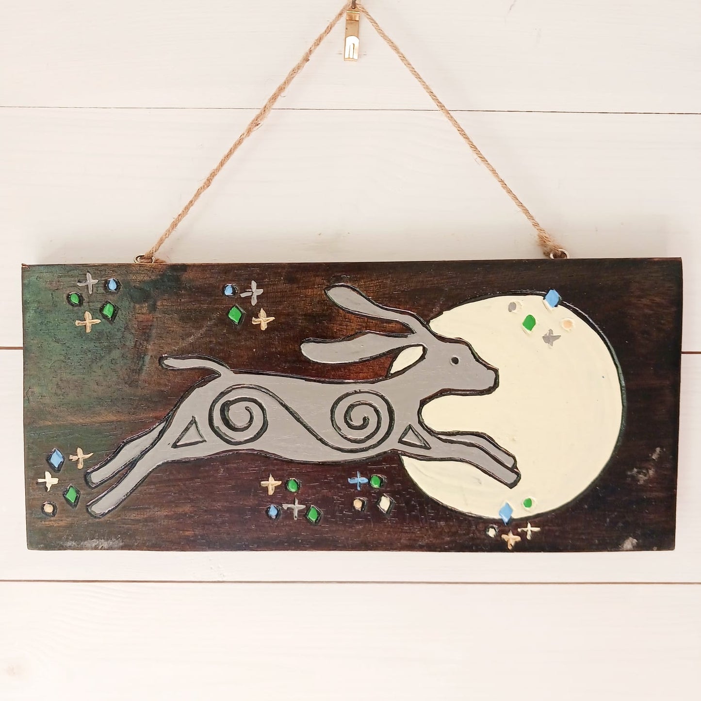 Dark Hare and Moon Wall Plaque