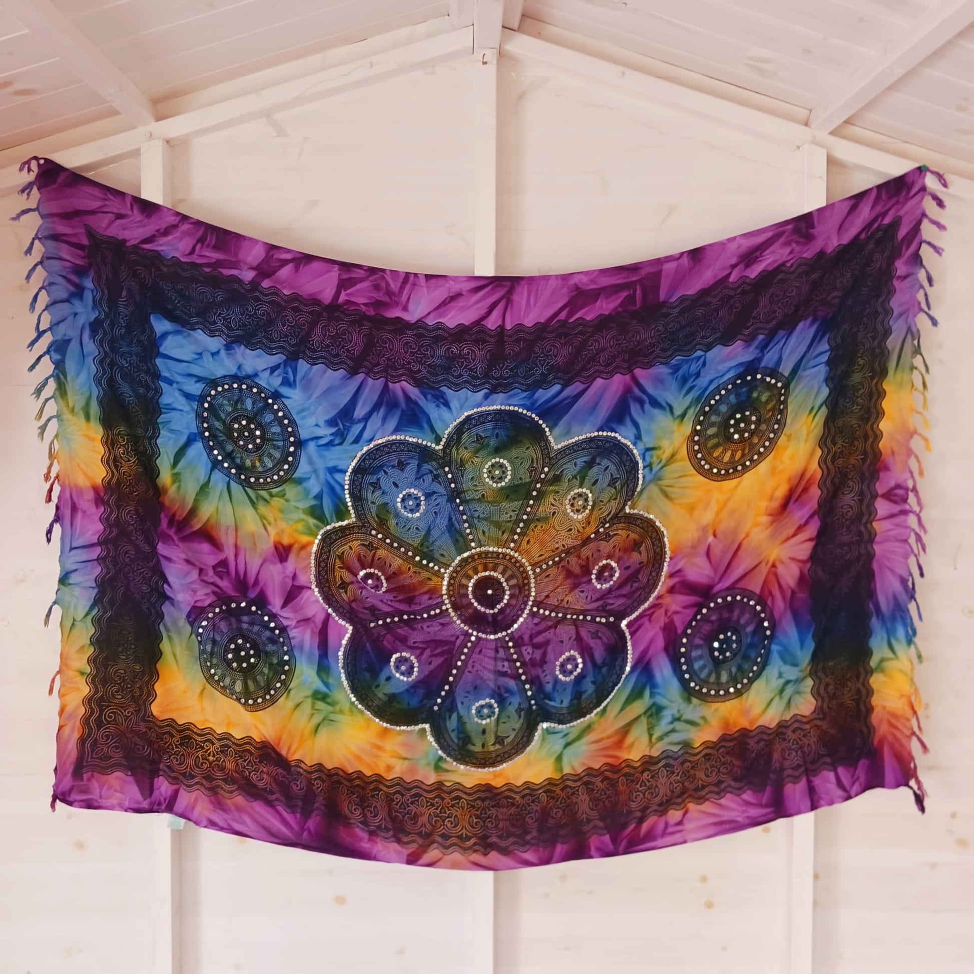 Tie Dye Padma Sarong | Beach Wrap Purple Blue Yellow