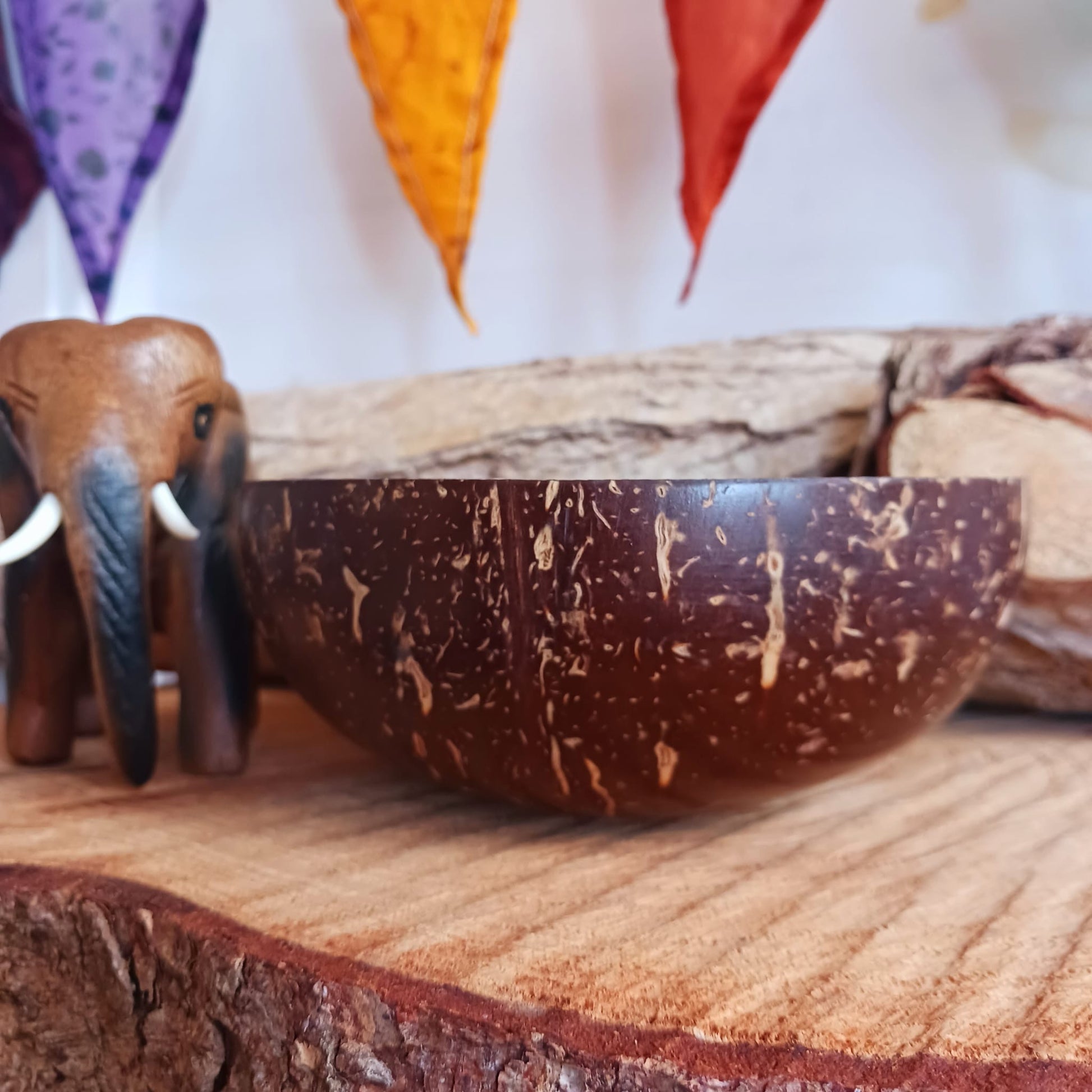 Coconut Bowls |  Gold Elephant Design