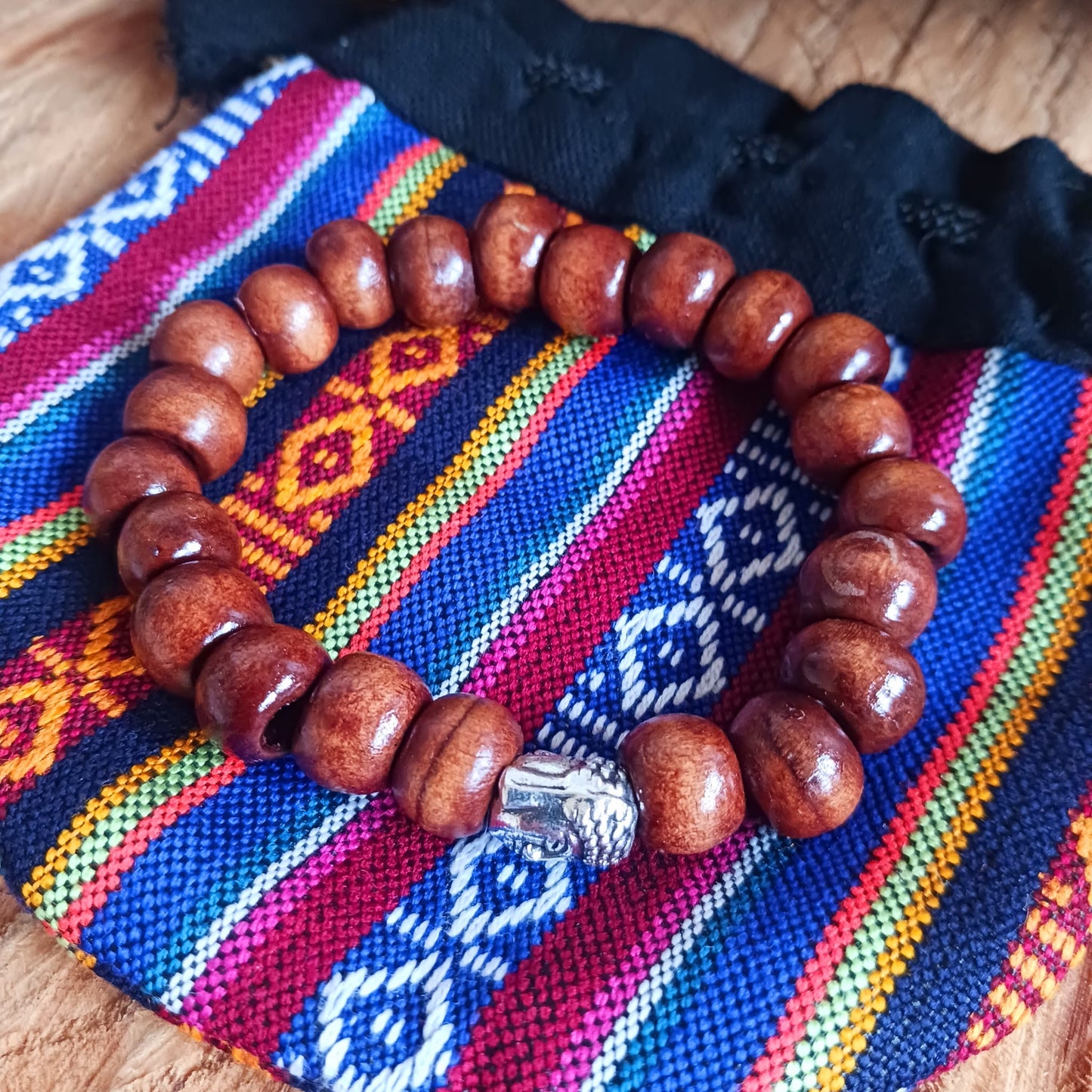 Buddha Wooden Bead Bracelet