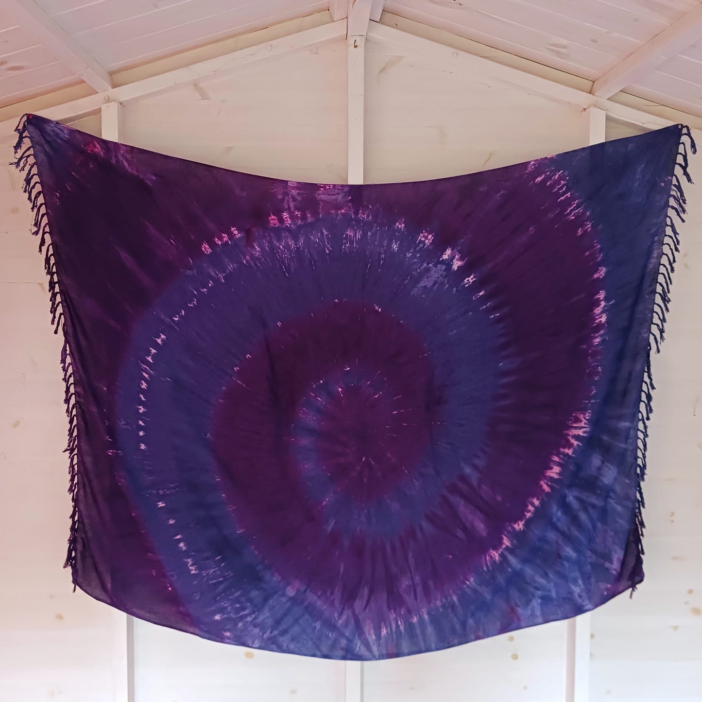 Tie Dye Spiral Nebula Sarong | Beach wrap Purple Navy