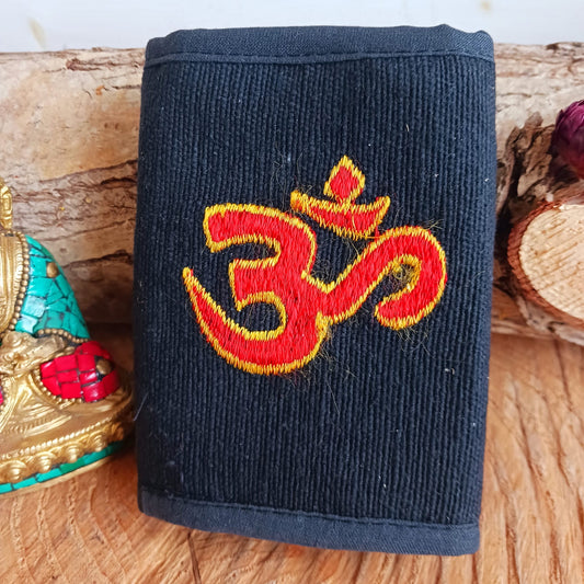 Embroidered Cotton Wallet | Om