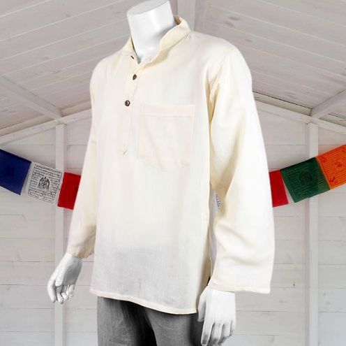 Nepalese Plain Colour Shirt | Natural Cotton Grandad Hippie shirt