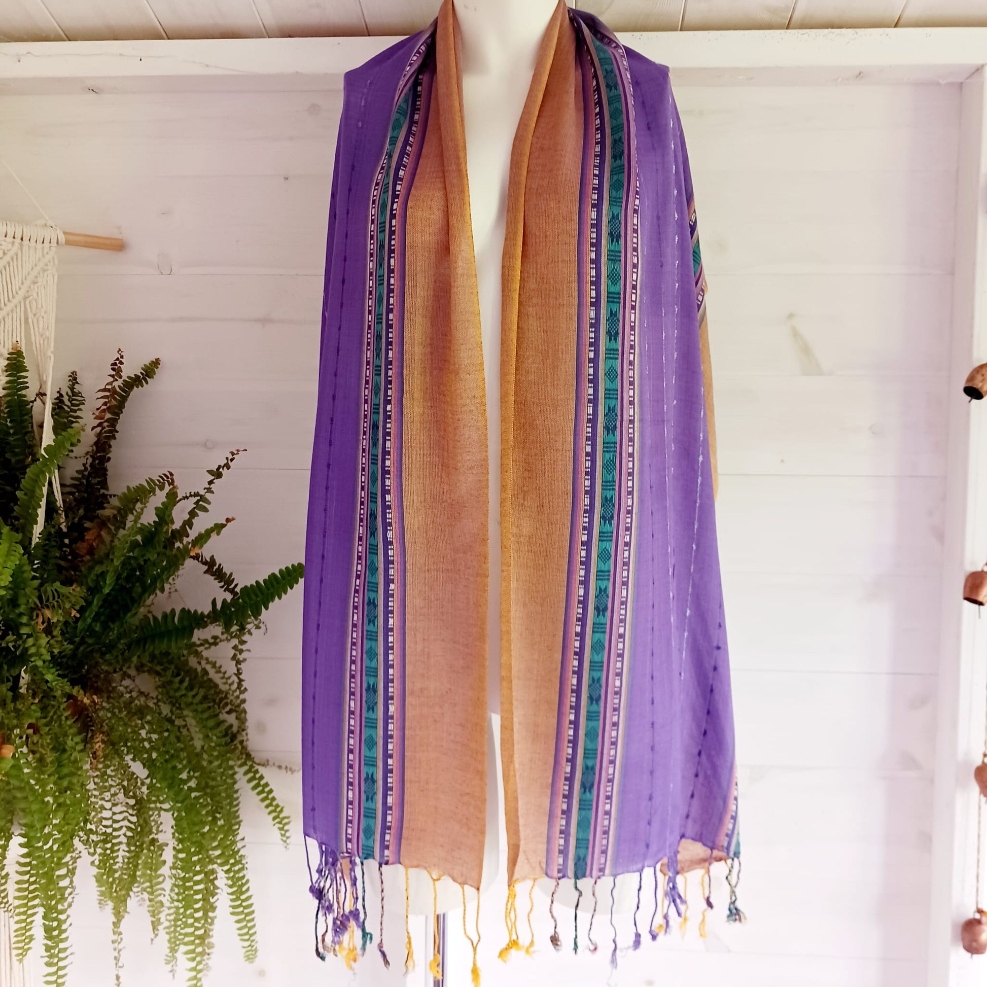 Indian Varanasi Scarves | Purple and Yellow