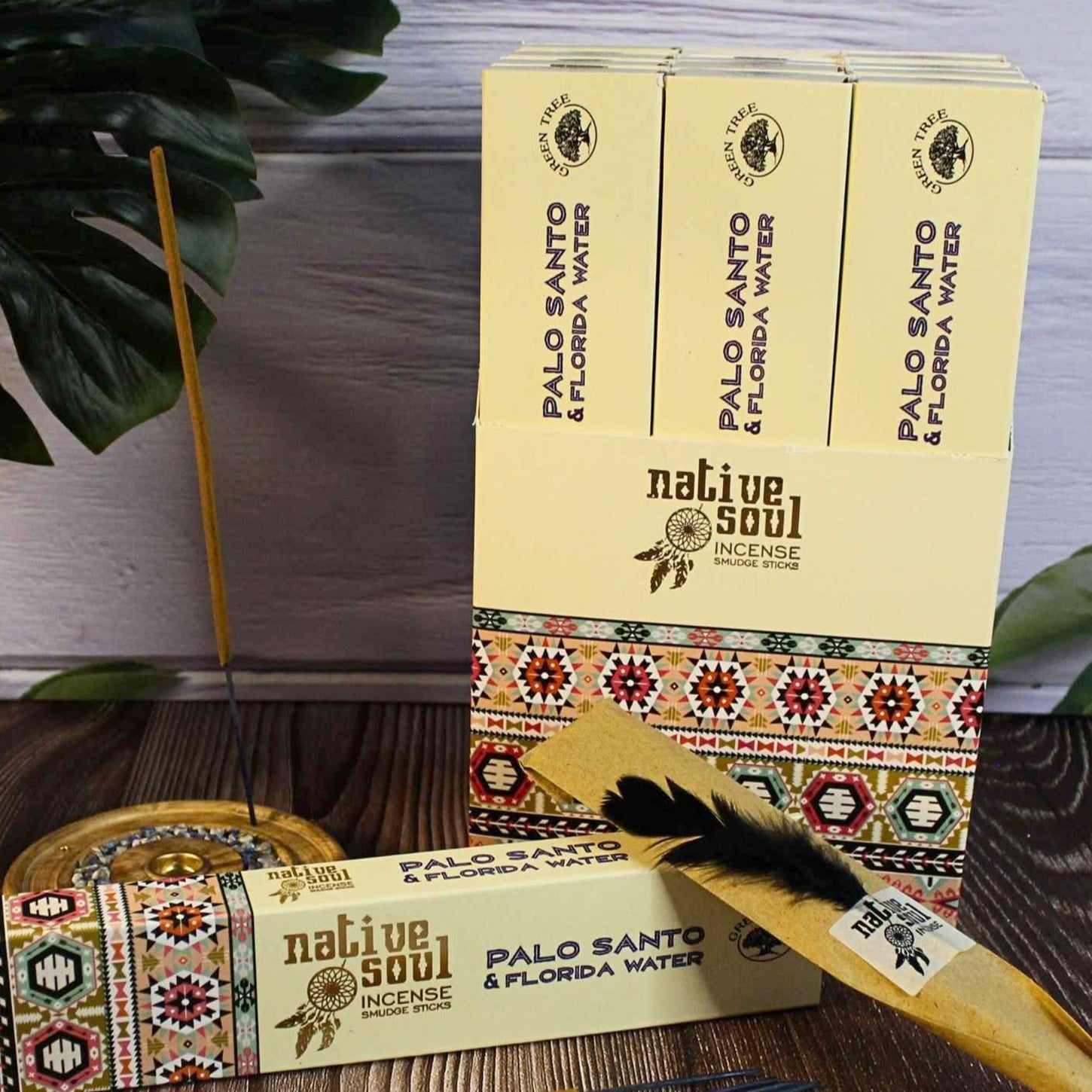 Immerse yourself in the harmonious blend of&nbsp;Palo Santo and Florida Water with Native Soul Incense by Green Tree. This fine natural incense combines the sacred aroma of Palo Santo, revered for its cleansing and healing properties, with the uplifting and refreshing essence of Florida Water, a traditional spiritual cologne.

Together, they create a mesmerizing scent that purifies your space, calms the mind, and elevates spiritual practices. Each incense stick is hand-rolled with care, ensuring a long-last