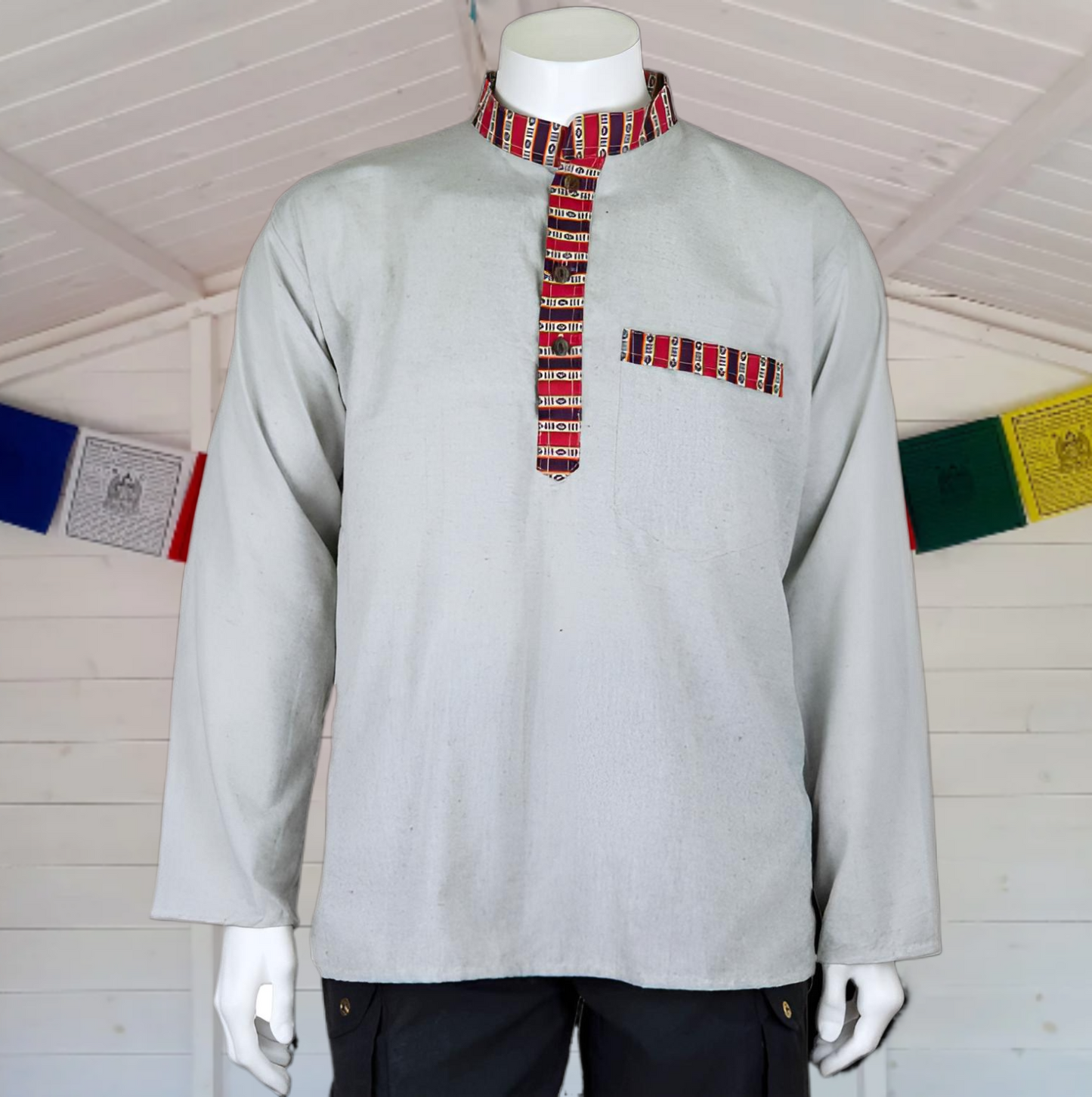 Tibetan Trim Fine Cotton Shirt