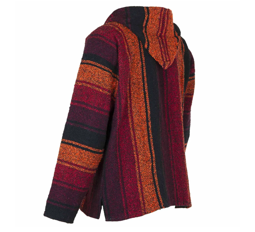Mexican Dark Stripe Baja Hoodie Sunset Orange